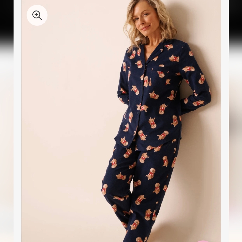 Dog Print Flannel PJ Set Women's L Or XXL New With Tags 100 Percent Cotton